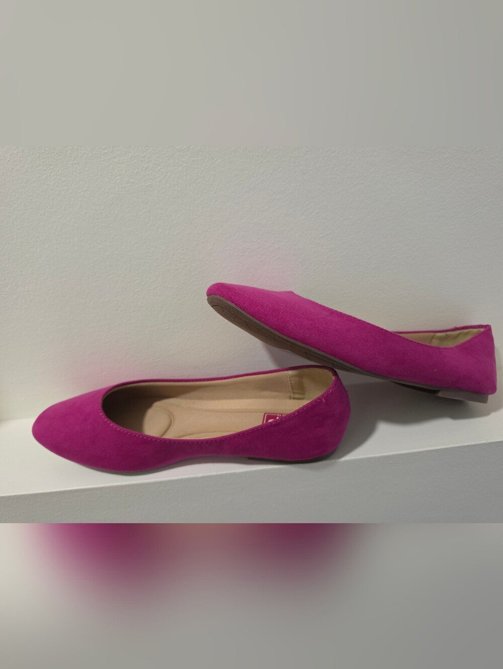 pop Fuchsia Suede Pointed-Toe Flats